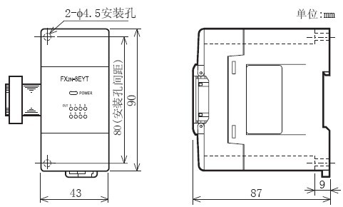 FX2N-8EYT外形尺寸