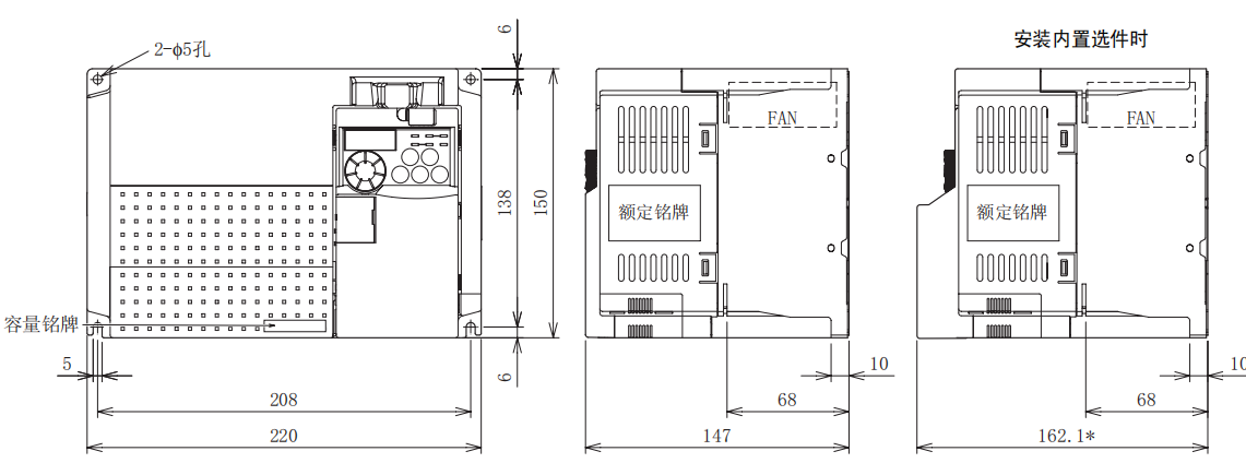 FR-E740-5.5K、7.5K-CHT尺寸圖